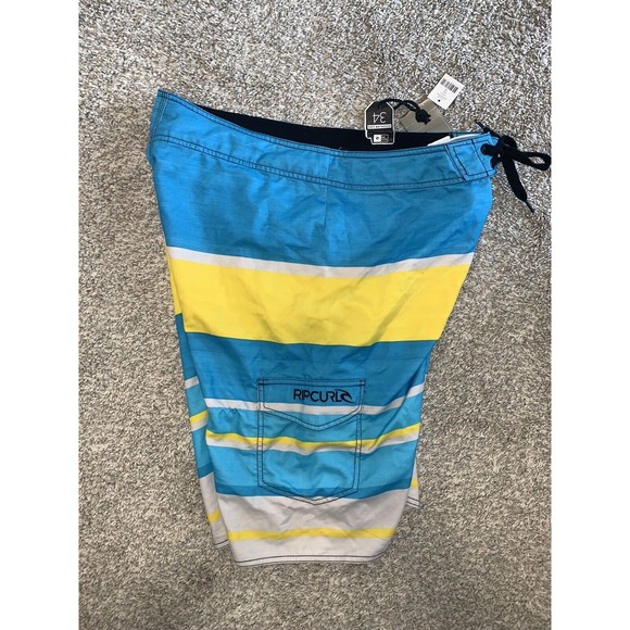 RIP CURL SYSTEM MENS BOARD SHORTS Swimming Trunks Blue/Yellow/White Size 34 - Picture 3 of 6